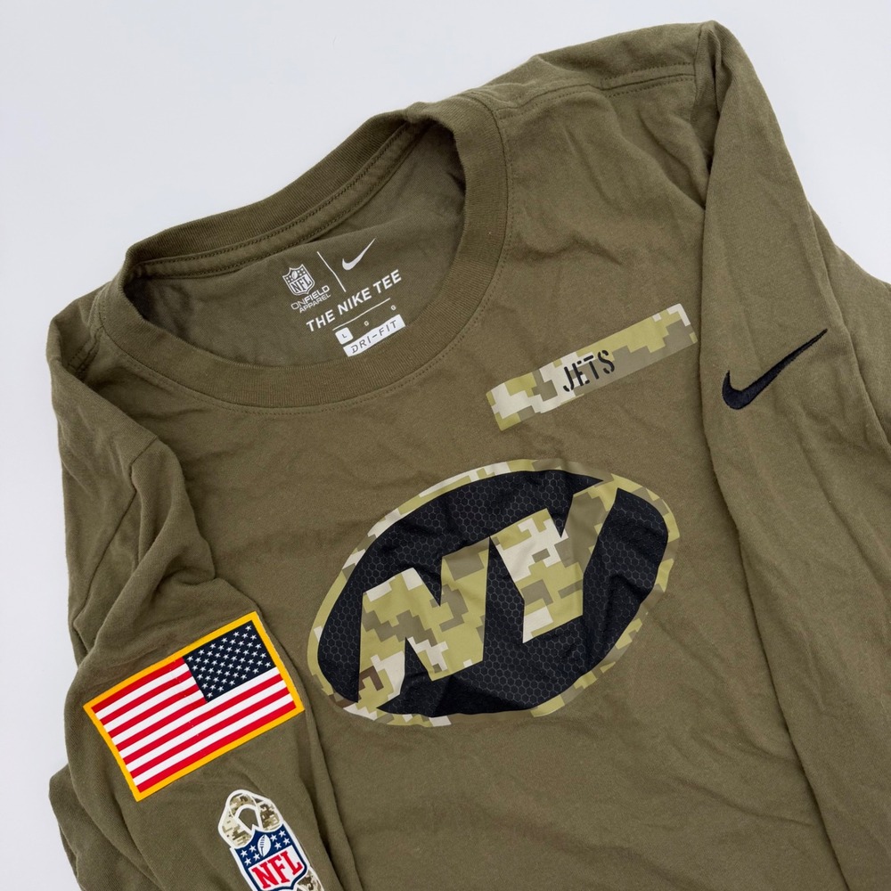 Nike New York Jets NFL Salute to Service Long Sleeve Dri-FIT Tee Men Large Olive